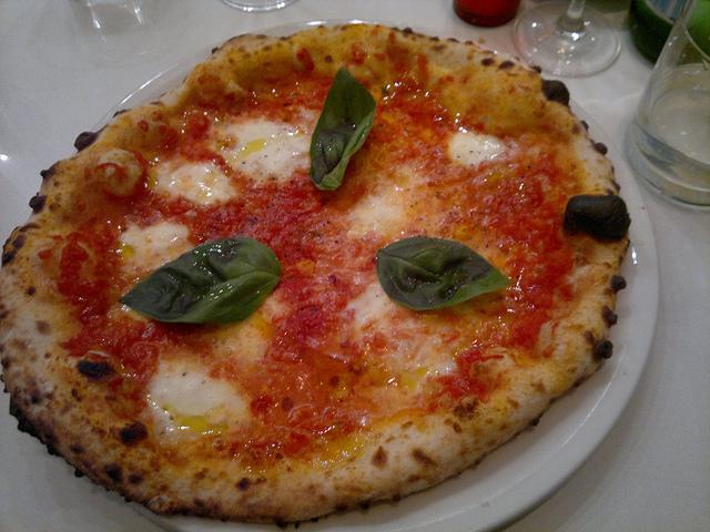 Pizza on a restaurant table